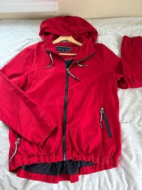 Tommy Hilfiger Red Hooded Windbreaker Jacket